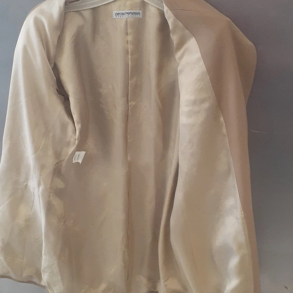 Emporio Armani Italy TUXETO Jacket Wool Dress Coat 44 US 8 M Tan Double Breasted